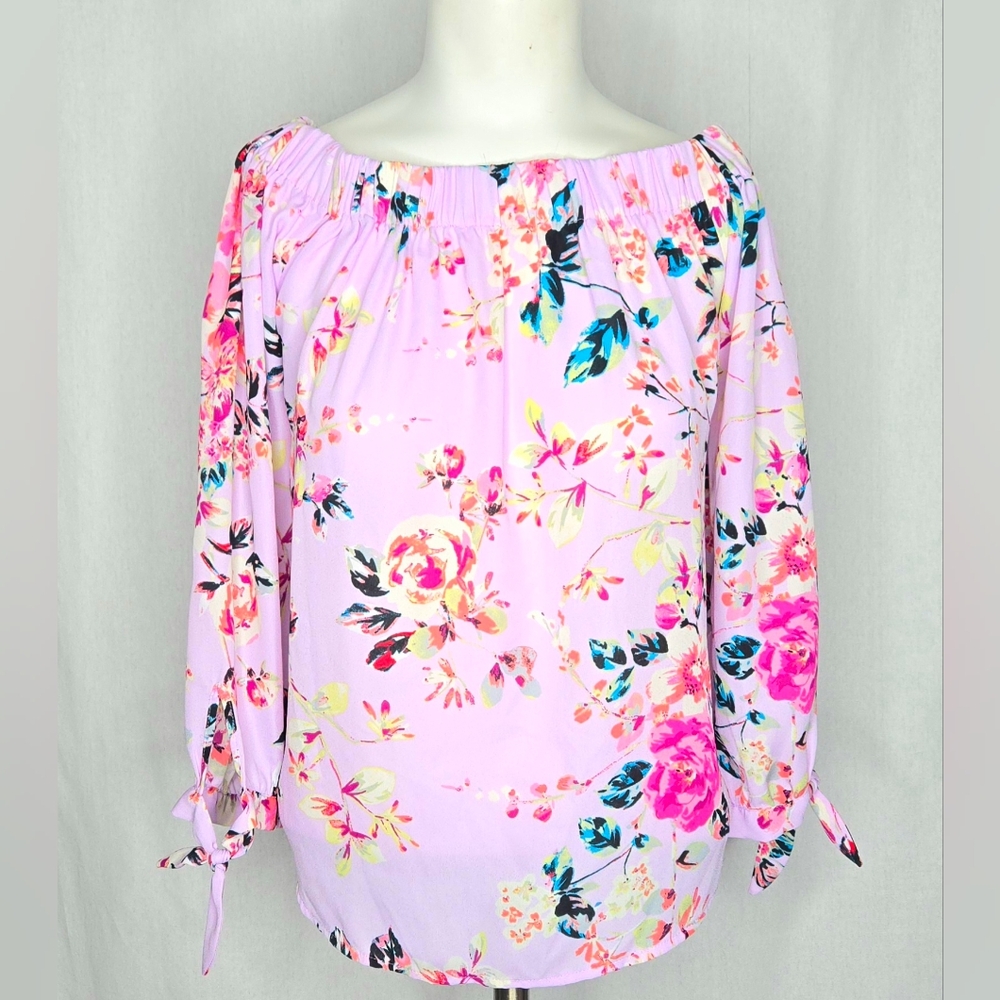 EXPRESS Lilac Floral Off-The-Shoulder Blouse Size S NWOT